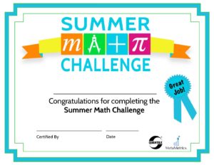 Summer Math Challenge Certificate