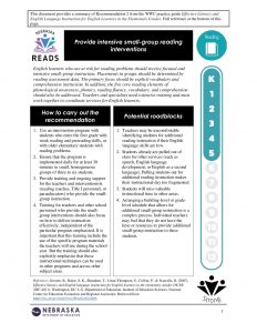 Small-Group Reading Intervention with English Learners