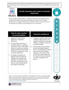 Vocabulary Instruction for English Learners