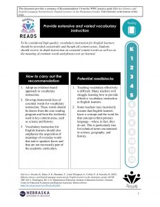 Vocabulary Instruction for English Learners