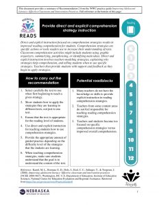 Comprehension Strategy Instruction