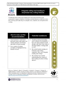 Integrate Writing and Reading