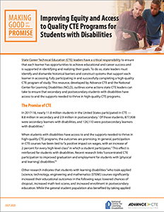 A link to the Advance CTE blog post, Improving Equity and Access to Quality CTE Programs for Students with Disabilities