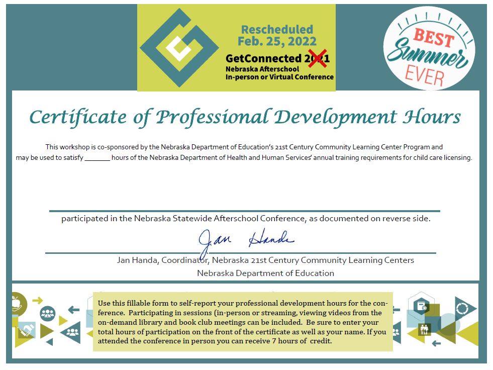 Certificate of Professional Development Hours