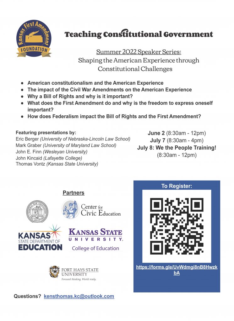 Description of the Teaching Constitutional Government summer speaker series sponsored by the Center for Civic Education