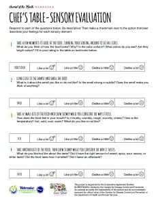 Chef’s Table Sensory Evaluation