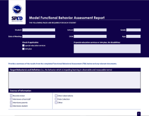 Decorative Purposes Only - Image is of the Front Page of the Model Functional Behavior Assessment Report. Image links directly to the document.