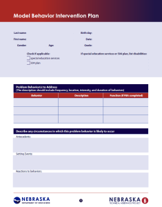 Decorative Purposes Only - Image is of the Front Page of the Model Behavior Intervention Plan. Image links directly to the document.