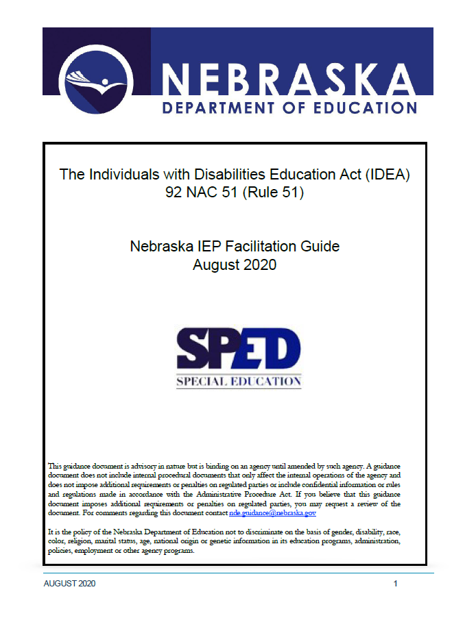 Photo is decorative and links directly to PDF of NE IEP Facilitation Guide - 2020