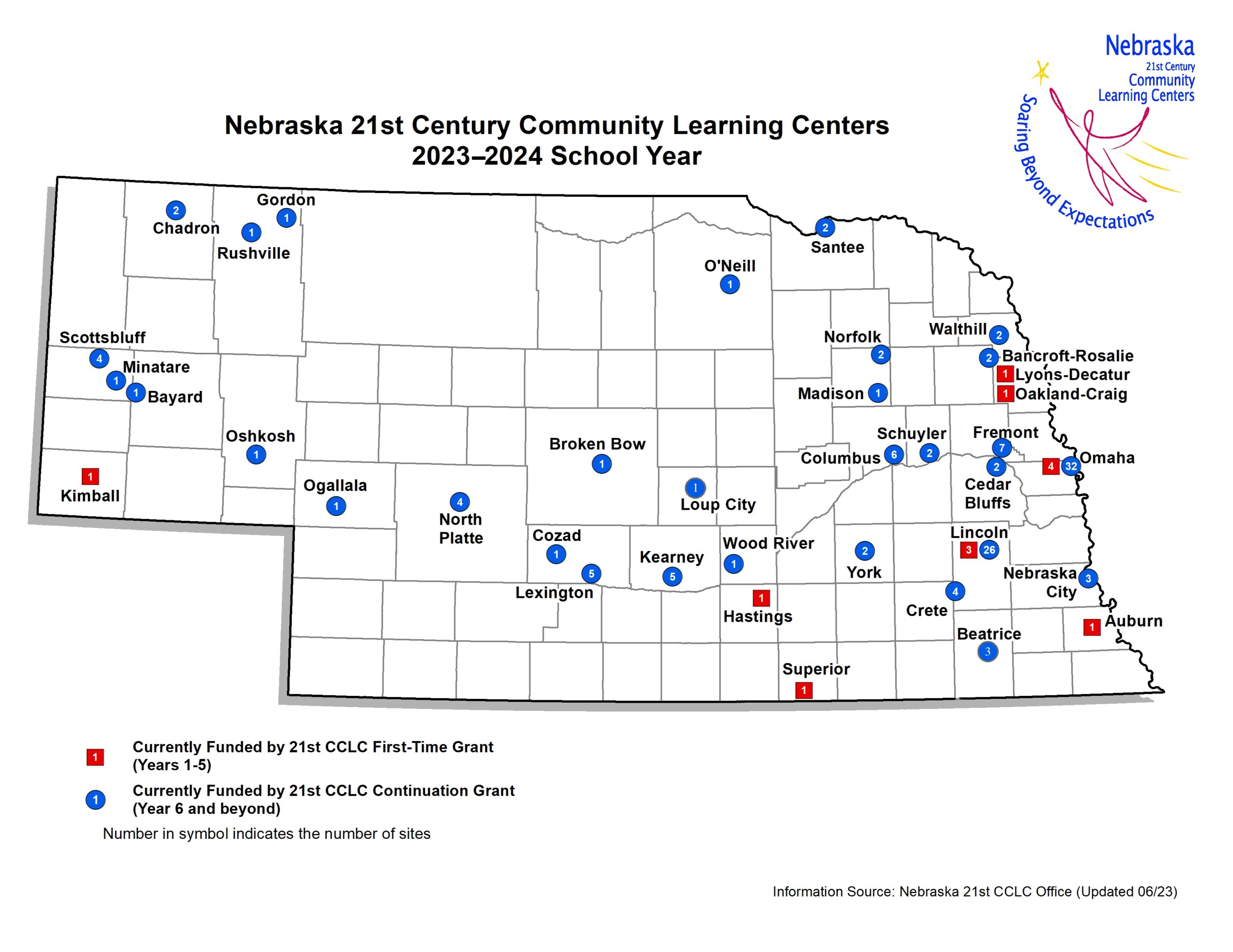 Map of Nebraska's 21st CCCL Sites
