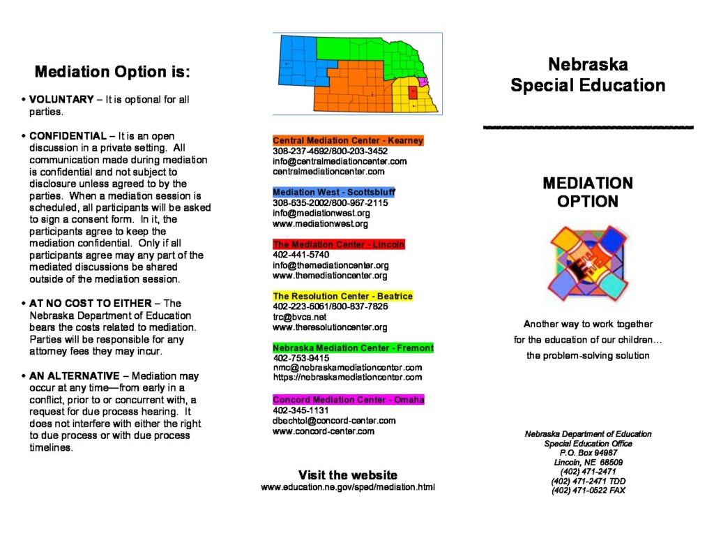 Decorative Purposes Only - Image links directly to the Nebraska Mediation Brochure Page 1