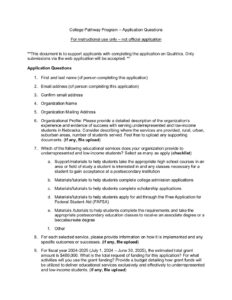 CPP – Application Questions – Support Materials