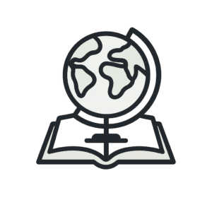 Geography icon of globe on book