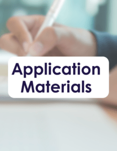 Image linking to Application Materials; blurred background of person writing.