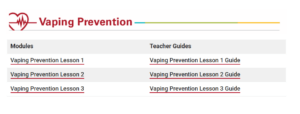 Vaping Prevention Lesson Modules