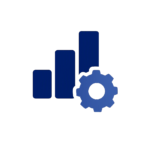Data evaluation and planning logo is a bar graph with a gear