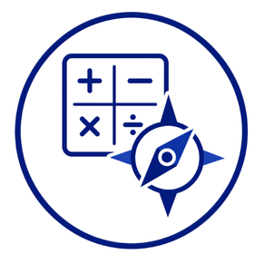Math elementary guidance icon with calculation symbols and a compass