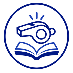 PE Resources logo - circle with whistle and book