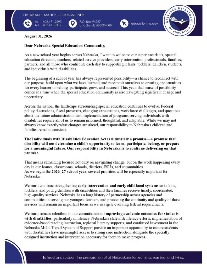 2026 OSE Welcome Letter