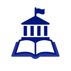 Civics icon with government building and book